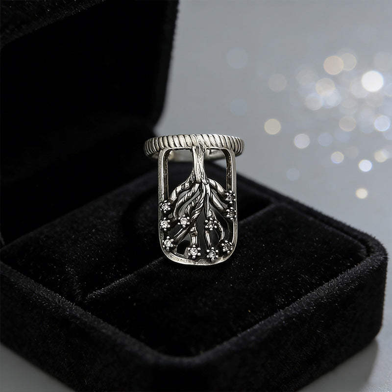 Adjustable Snake Vintage Ring with Tree of Life Design