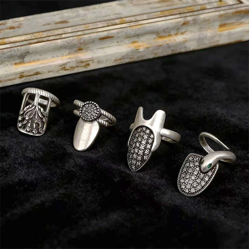 Adjustable Snake Vintage Ring with Tree of Life Design