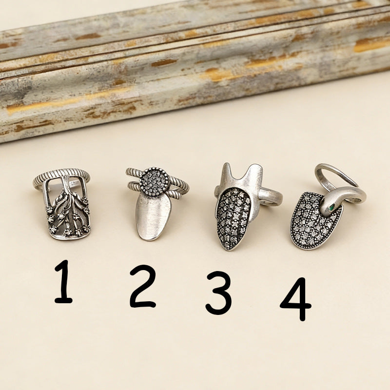 Adjustable Snake Vintage Ring with Tree of Life Design